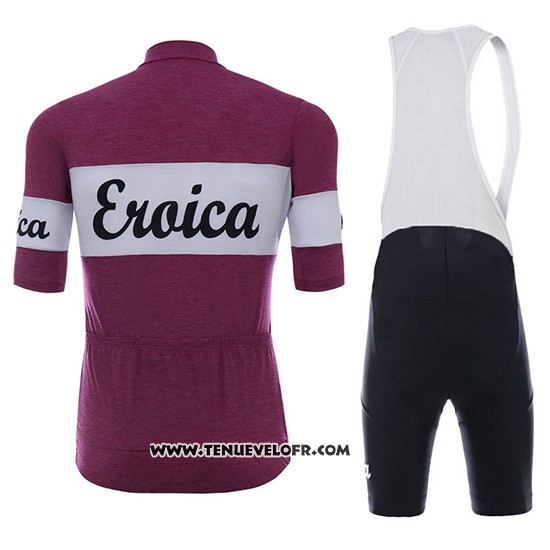 2018 Maillot Ciclismo Eroica Vino Fonce Rouge Manches Courtes et Cuissard